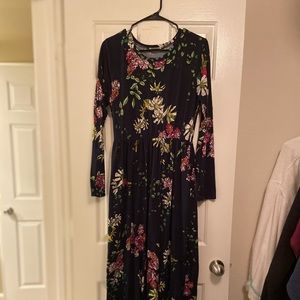 Reborn J | Navy Floral Floor-length Maxi Dress| XL